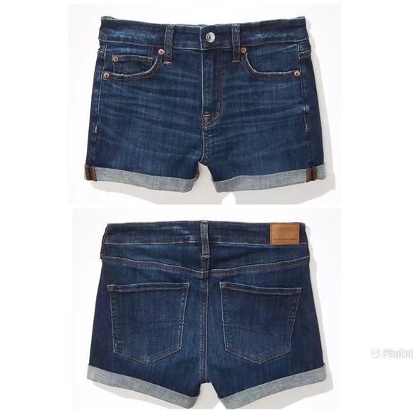 American Eagle Next Level Stretch Hi Rise Shortie Raw Hem Shorts - Picture 2 of 16